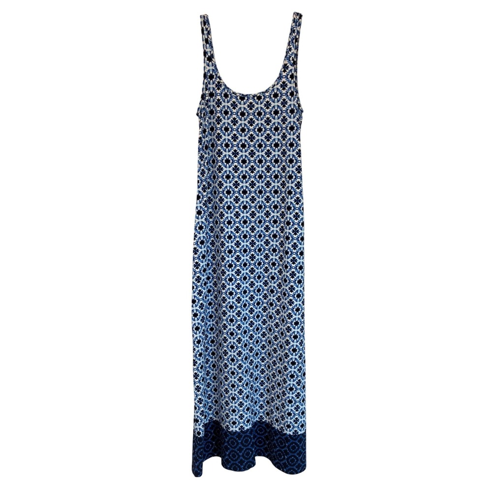 Tommy Bahama Blue White Geometric Tile Print Maxi Dress TSW61158C Small